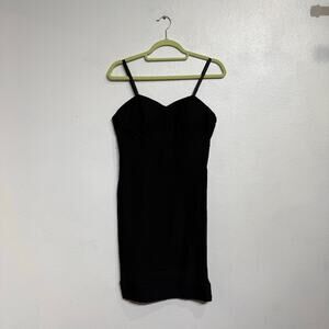 Fashion Nova Black Mini Bodycon Mesh Hem Dress Sz L NWOT